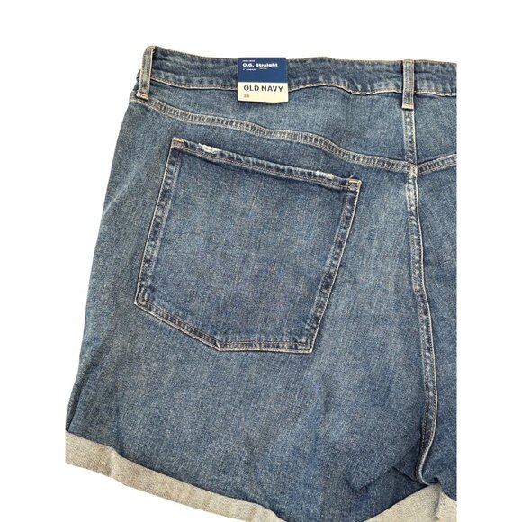 Old Navy OG Straight Distressed Blue Denim Jean Shorts Inseam 3in Size 28 New - Picture 4 of 6